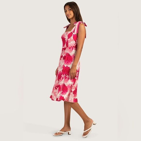 NWT Trina Turk Jolie Flower Child Midi White Pink DressTank Size M - Picture 5 of 11